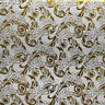 Tiare Swirls Polyester Foil Fabric - White/Gold, Black/Red, Blue/Black, Yellow/Royal, Red/Gold, 36" X 60" (1 Yard)