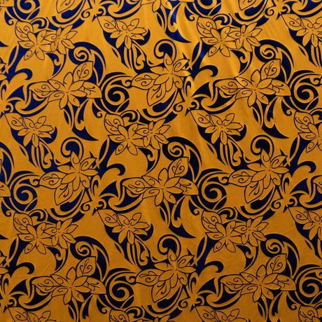 Tiare Swirls Polyester Foil Fabric - Tiare Swirls, Shiny Foil Print, 36" X 60" (1 Yard)