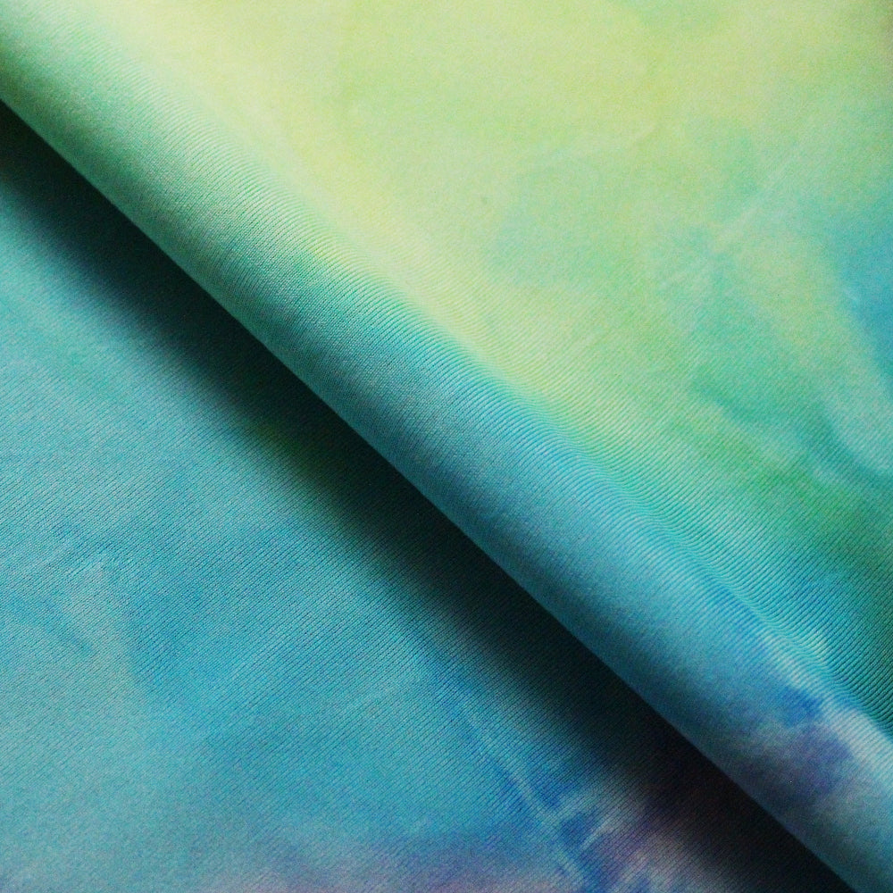 Tie Dye Tricot Poly Spandex Fabric - Firefly, Purple Power, Candy Craze, Volcano, Sun Rays, Tie-Dye Pattern, 58/60" Width (1 Yard)