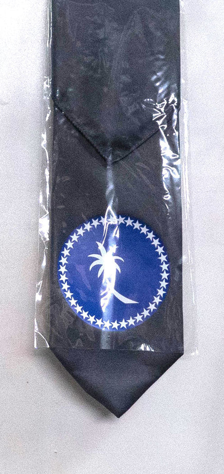 Tie With Chuuk State Flag Polyester Fabric - Chuuk State Flag Print, 56" Length, 3.5" Width (1 Tie)