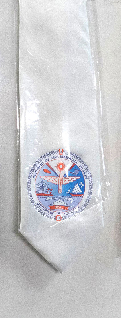Ties With Marshall Islands Seal Polyester Fabric - Gold, Royal Blue, White, Brown, 56" Length, 3.5" Width (1 Tie)