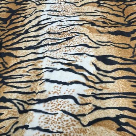 Tiger Shaggy Faux Fur Fabric - Tiger Print, Shaggy Texture (1 Yard)
