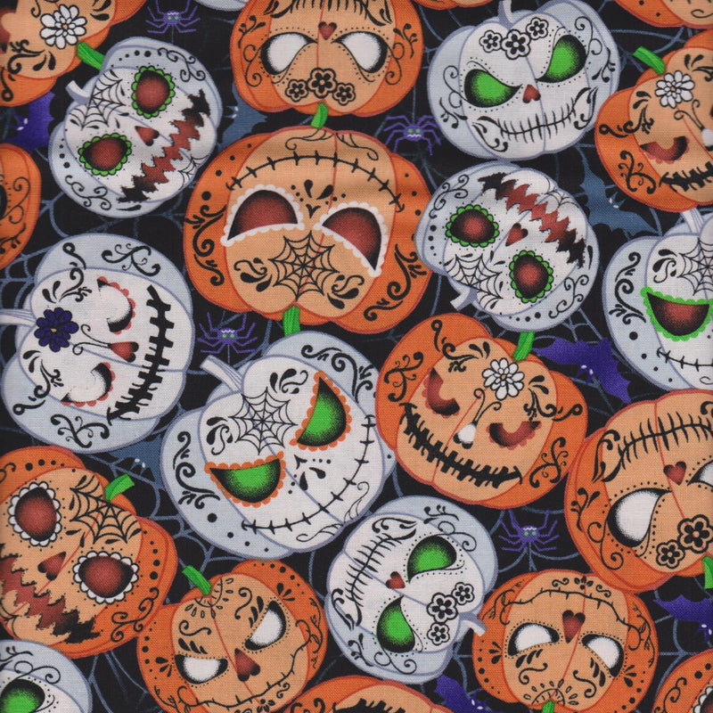 Quilting Cotton Wicked Scary Pumpkins Glow in the Dark Halloween Timeless Treasures