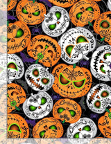 Quilting Cotton Wicked Scary Pumpkins Glow in the Dark Halloween Timeless Treasures