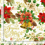 Quilting Cotton Deck the Halls Christmas Bell Poinsettia Print Timeless Treasures