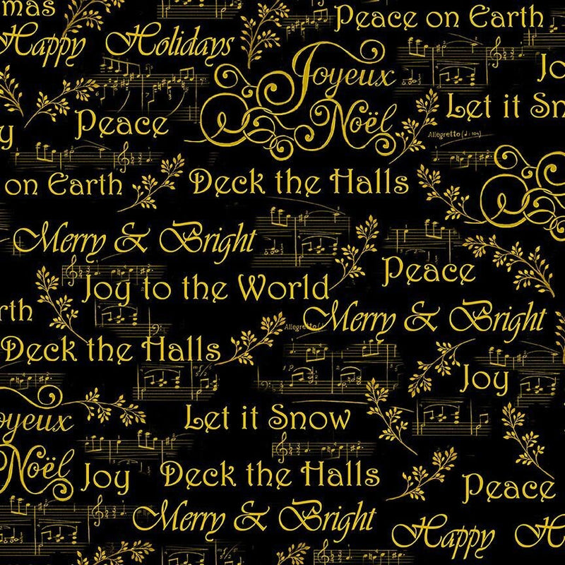 Quilting Cotton Deck the Halls Christmas Words and Music Notes Timeless Treasures