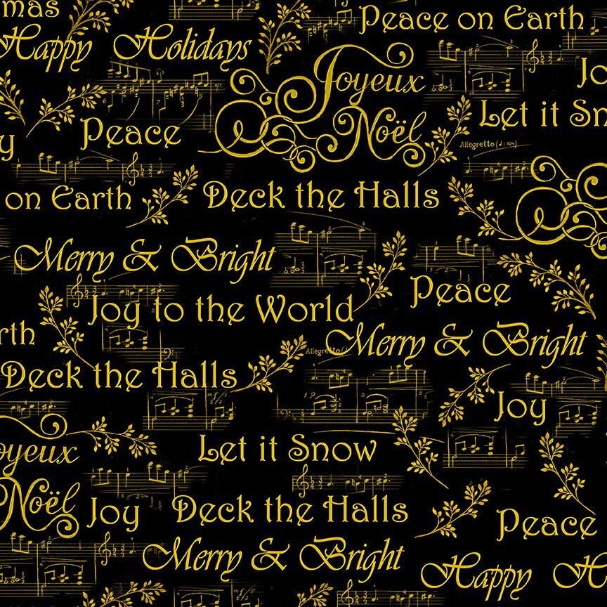 Quilting Cotton Deck the Halls Christmas Words and Music Notes Timeless Treasures