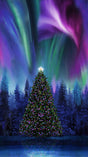 Fabric Panel Aurora Borealis Christmas Tree Multi Timeless Treasures