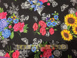 Quilting Cotton Garden Journal Floral Black Spaced Bouquets