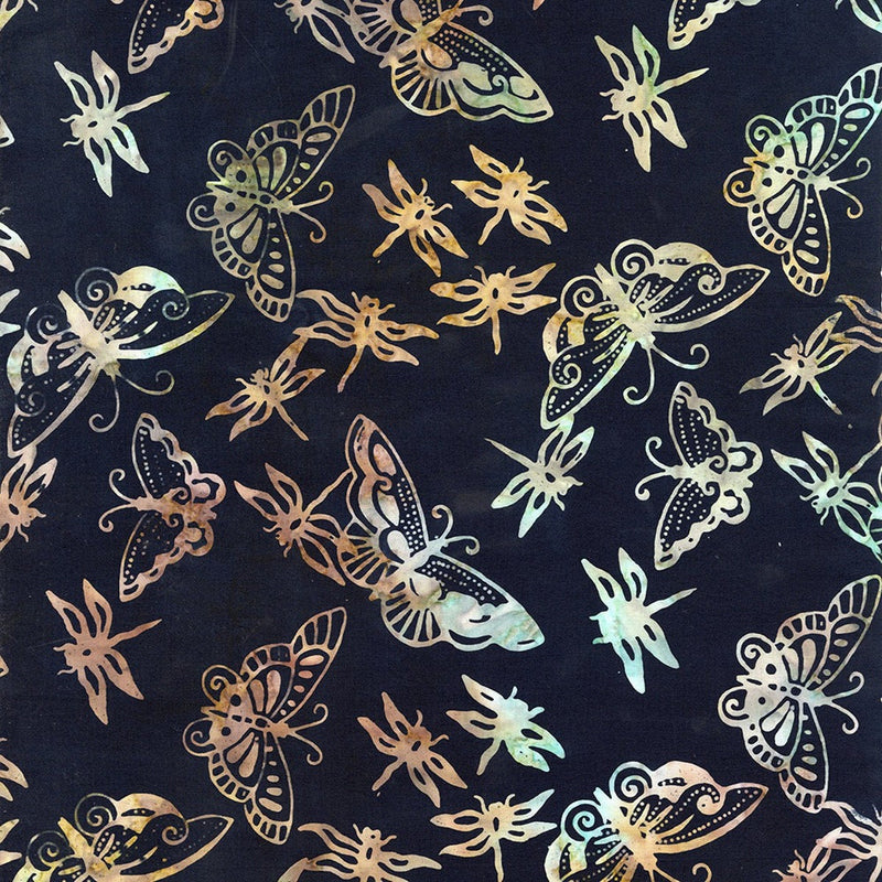 Batik Cotton Harbor Tonga Batiks Shadow Butterflies and Dragonflies Timeless Treasures