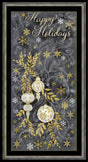 Fabric Panel Happy Holidays Grey Metallic Timeless Treasures