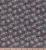 Quilting Cotton Lil Spiders & Webs Halloween Black 100% Cotton