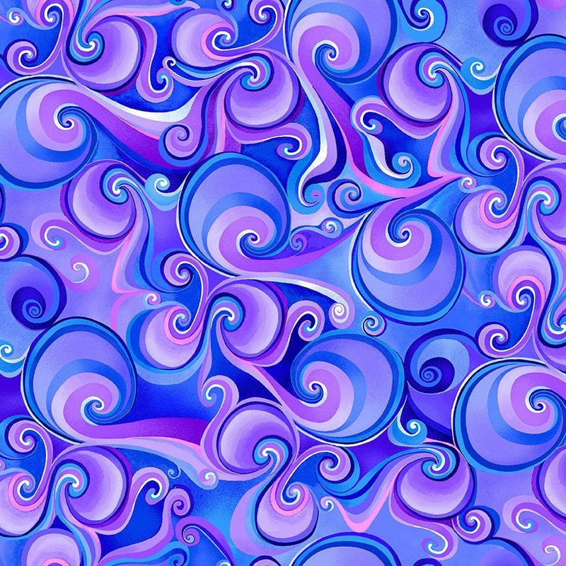 Quilting Cotton Hydrangea Swirls Purple Timeless Treasures