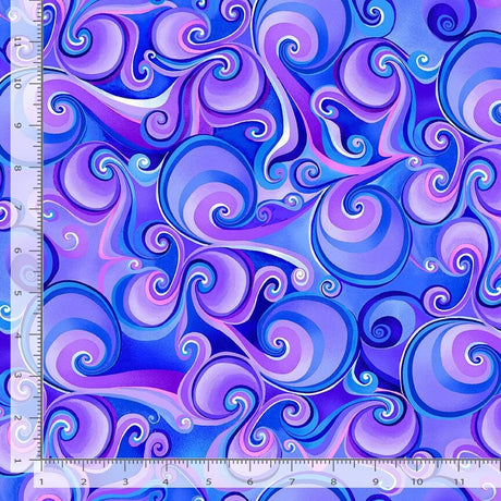 Quilting Cotton Hydrangea Swirls Purple Timeless Treasures