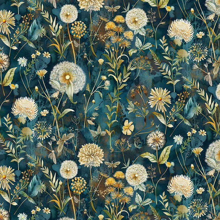 Quilting Cotton Forest Whisper Midnight Wild Floral Timeless Treasures