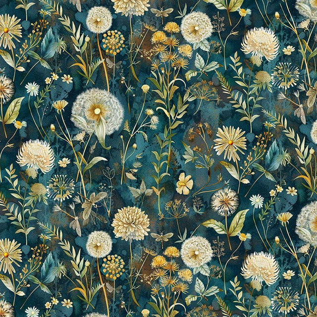 Quilting Cotton Forest Whisper Midnight Wild Floral Timeless Treasures