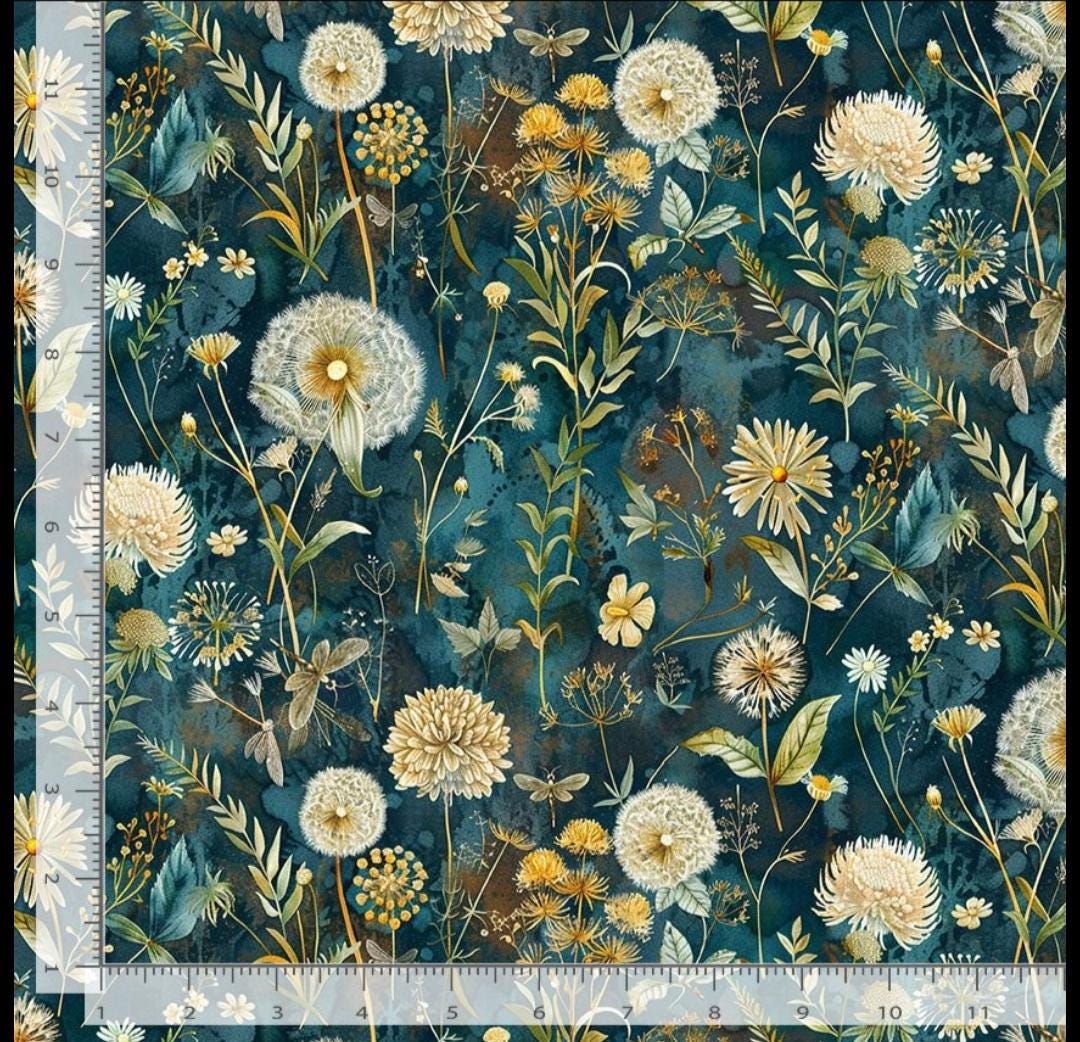 Quilting Cotton Forest Whisper Midnight Wild Floral Timeless Treasures