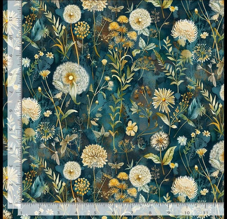 Quilting Cotton Forest Whisper Midnight Wild Floral Timeless Treasures