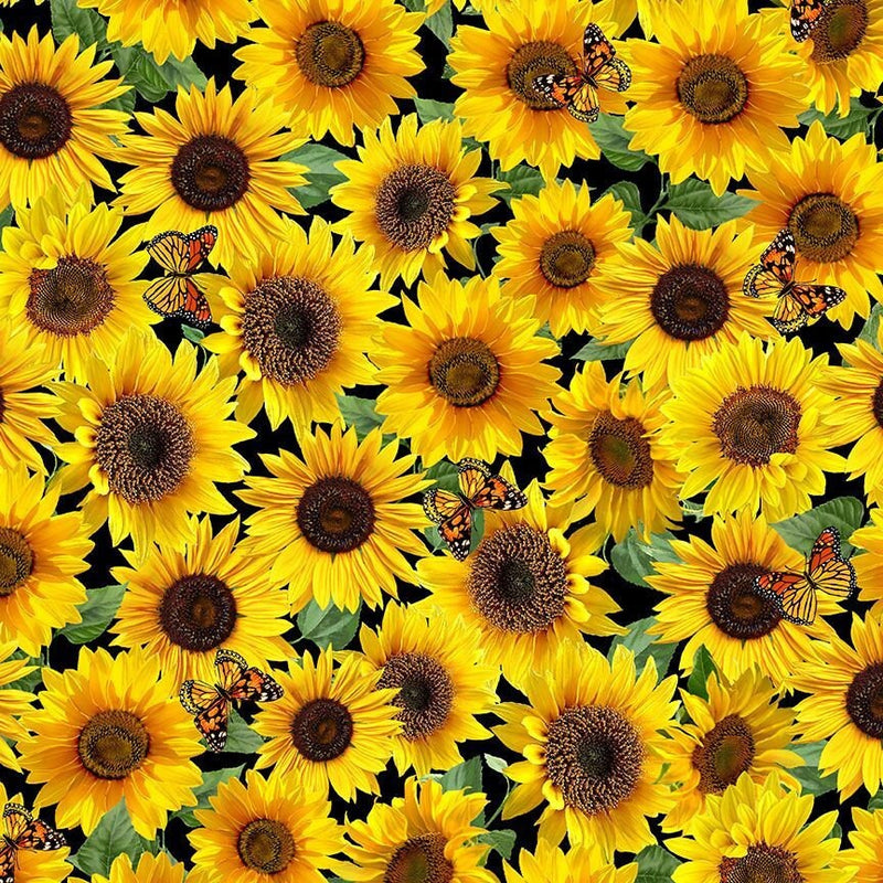 Quilting Cotton Advice from a Sunflower Sunflowers & Butterflies Yellow Timeless Treasures