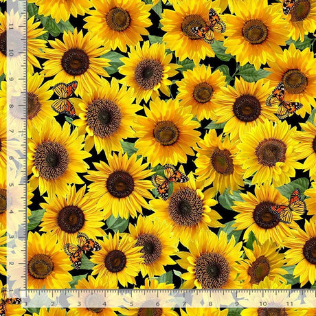 Quilting Cotton Advice from a Sunflower Sunflowers & Butterflies Yellow Timeless Treasures
