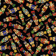 Quilting Cotton Tossed Nutcrackers Deck the Halls Black Metallic Christmas Timeless Treasures