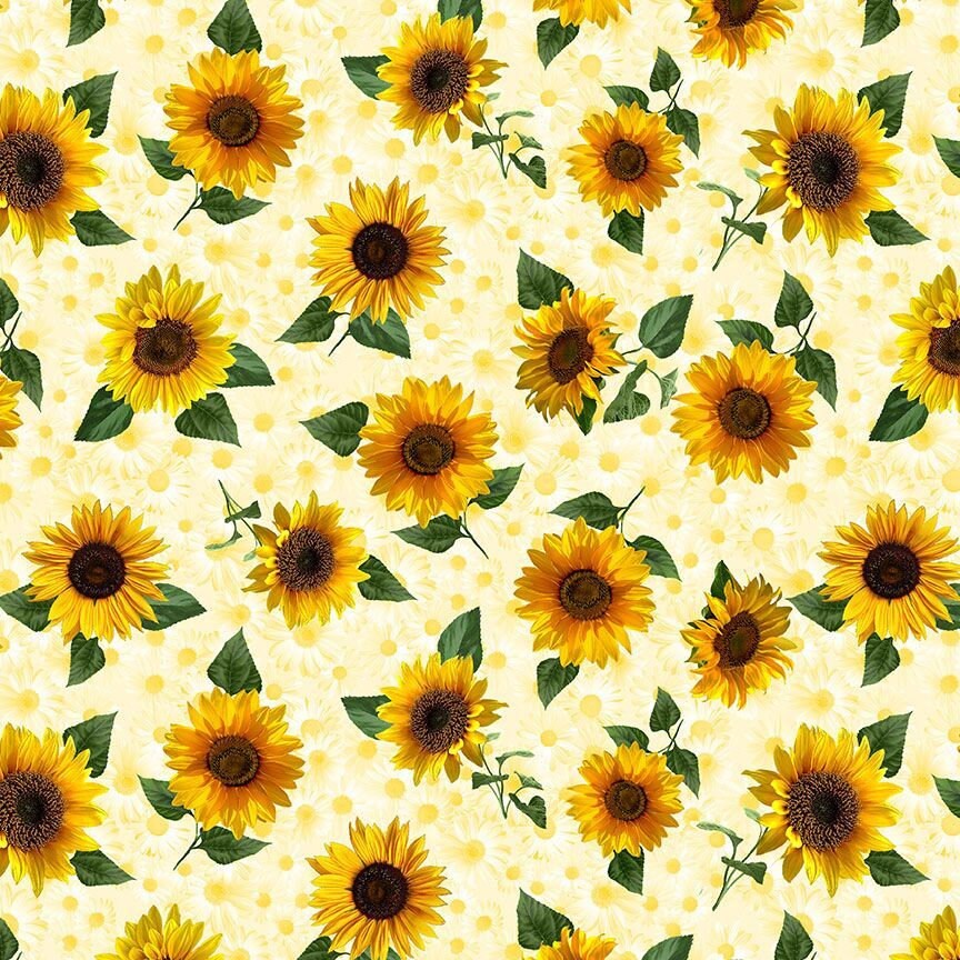 Quilting Cotton Tossed Pretty Sunflowers Advice from a Sunflower Timeless Treasures