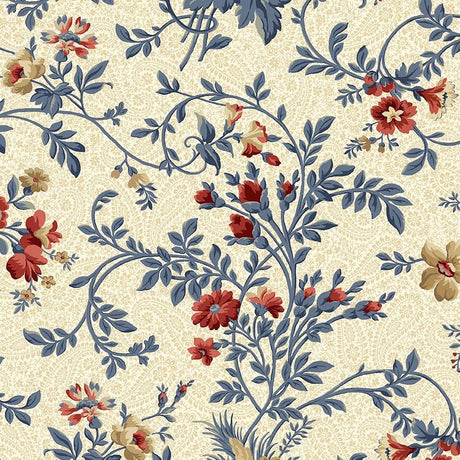 Quilting Cotton Victory Garden Large Vintage Floral Vine Cream Timeless Treasures