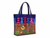 Quilting Cotton Colorful Cats on a Fence Stripe Timeless Treasures