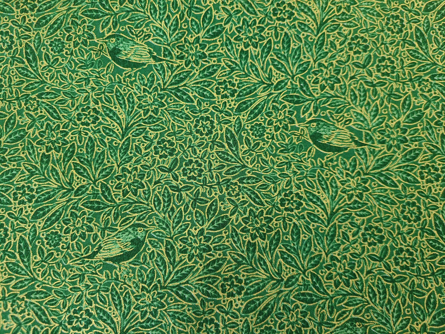 Quilting Cotton Christmas Joy Birds in the Hedge Green Timeless Treasures