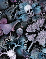 Quilting Cotton Skull Floral Butterfly Tattoo Print Timeless Treasures