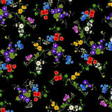 Quilting Cotton Flora-CD1822 Black Bright Florals Timeless Treasures