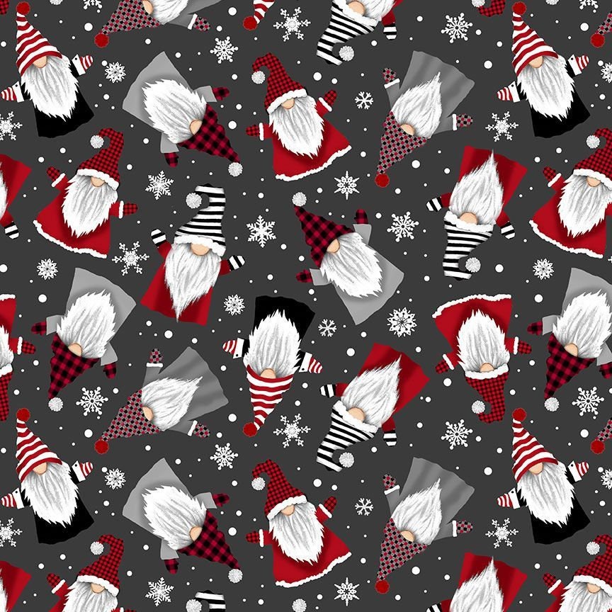 Quilting Cotton Gnome for The Holidays Winter Gnomes & Snowflakes Timeless Treasures