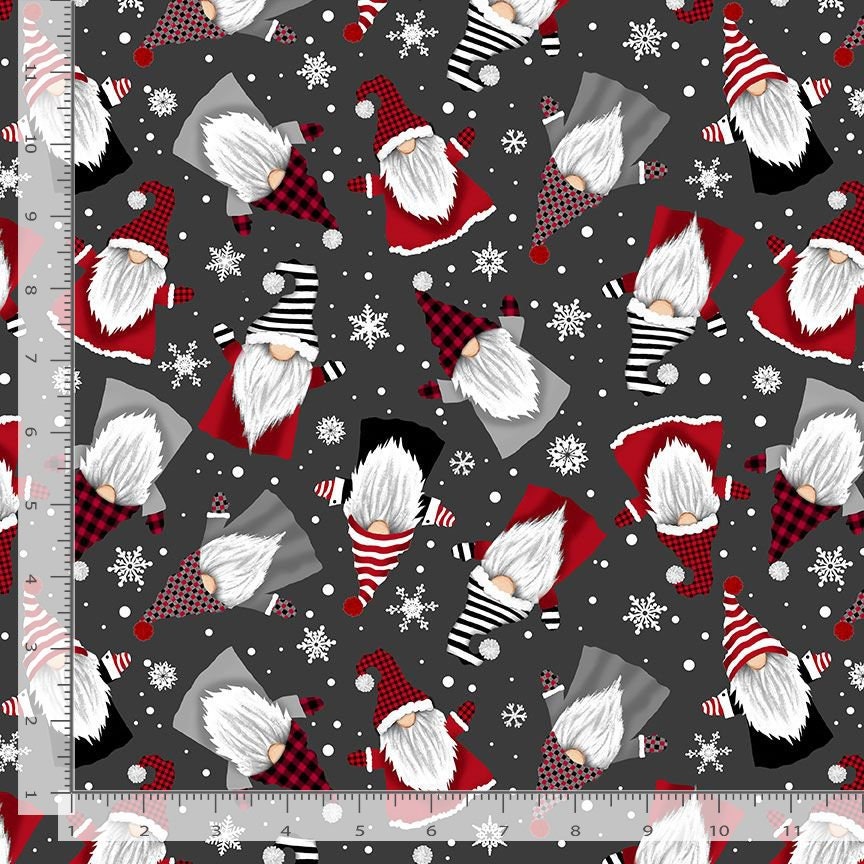 Quilting Cotton Gnome for The Holidays Winter Gnomes & Snowflakes Timeless Treasures