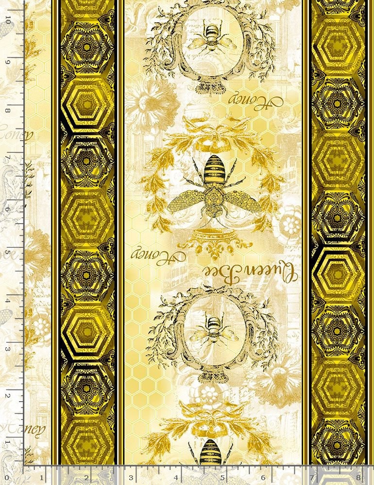 Quilting Cotton Queen Bee 11 Inch Stripe Bee 100% Cotton