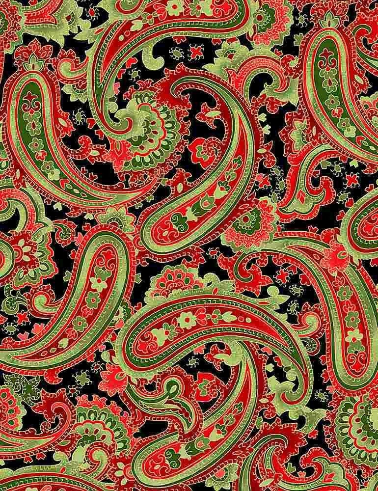 Quilting Cotton Gilded Rose Paisley Timeless Treasures
