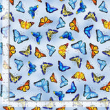 Quilting Cotton Tossed Butterflies Faith Sky Blue Floral Timeless Treasures