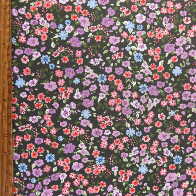 Swim Knit Poly Spandex Tiny Floral on Olive