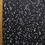 Poly Spandex Jersey Knit Fabric Tiny White and Rose Gold Foil Hearts on Black