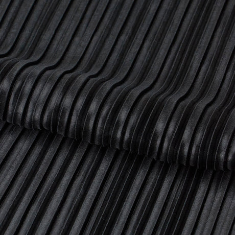 Titanium Pleated Polyester Fabric - Pleated Foil Polyester, Black/Color Variants, 58/60" Width (1 Yard)