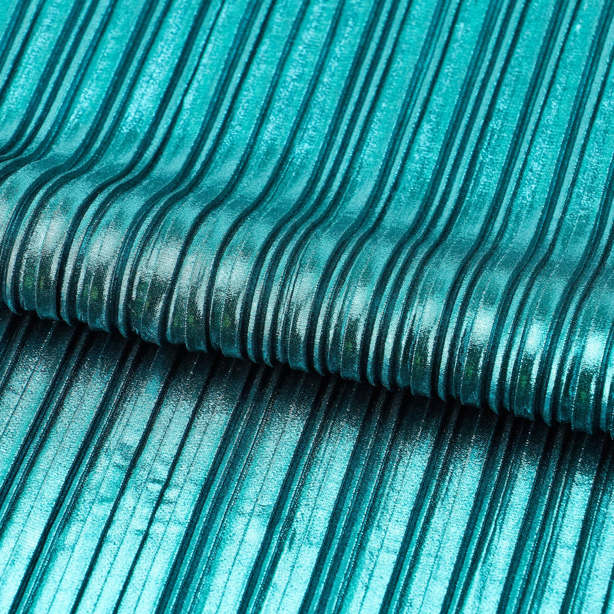 Titanium Pleated Polyester Fabric - Pleated Foil Polyester, Black/Color Variants, 58/60" Width (1 Yard)