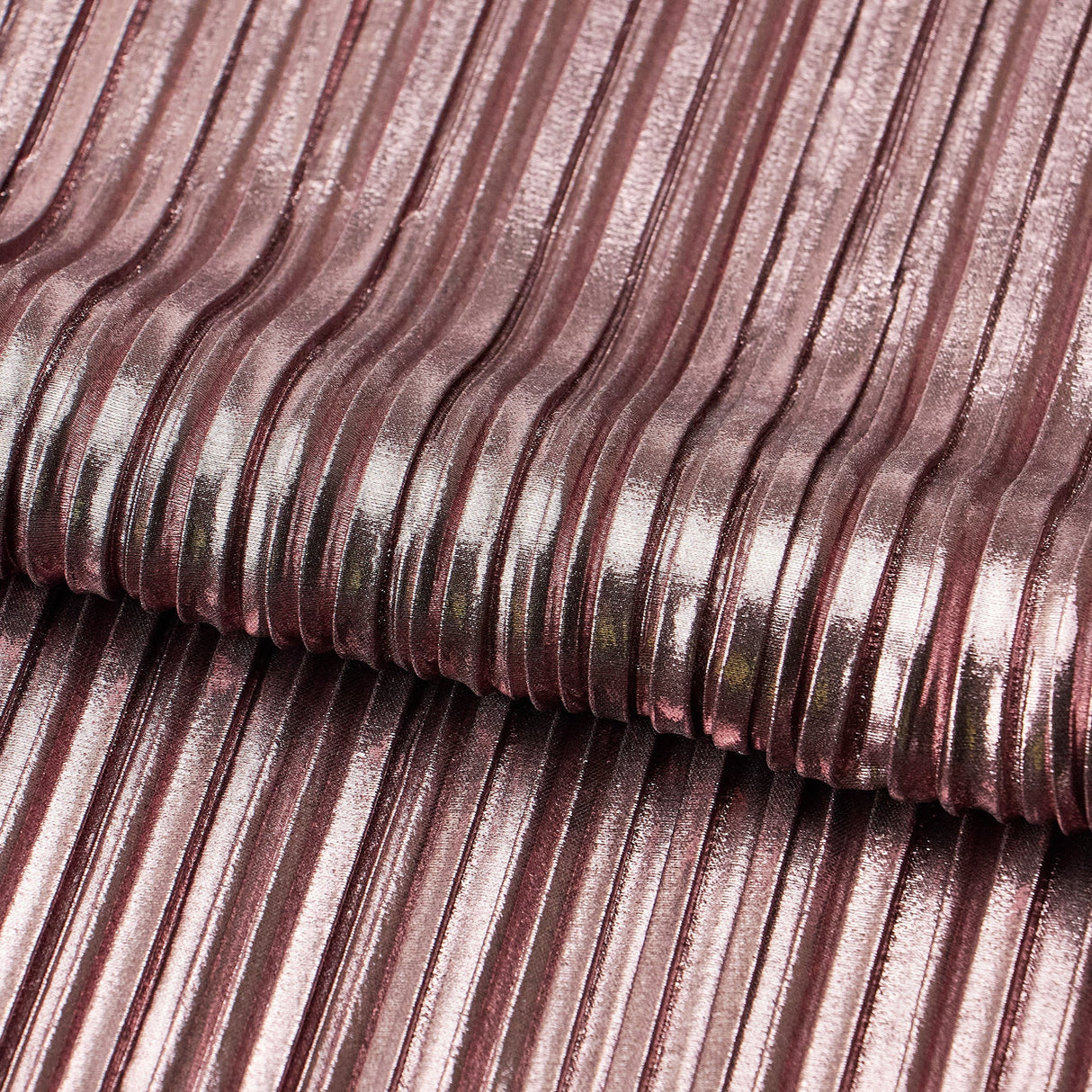 Titanium Pleated Polyester Fabric - Pleated Foil Polyester, Black/Color Variants, 58/60" Width (1 Yard)