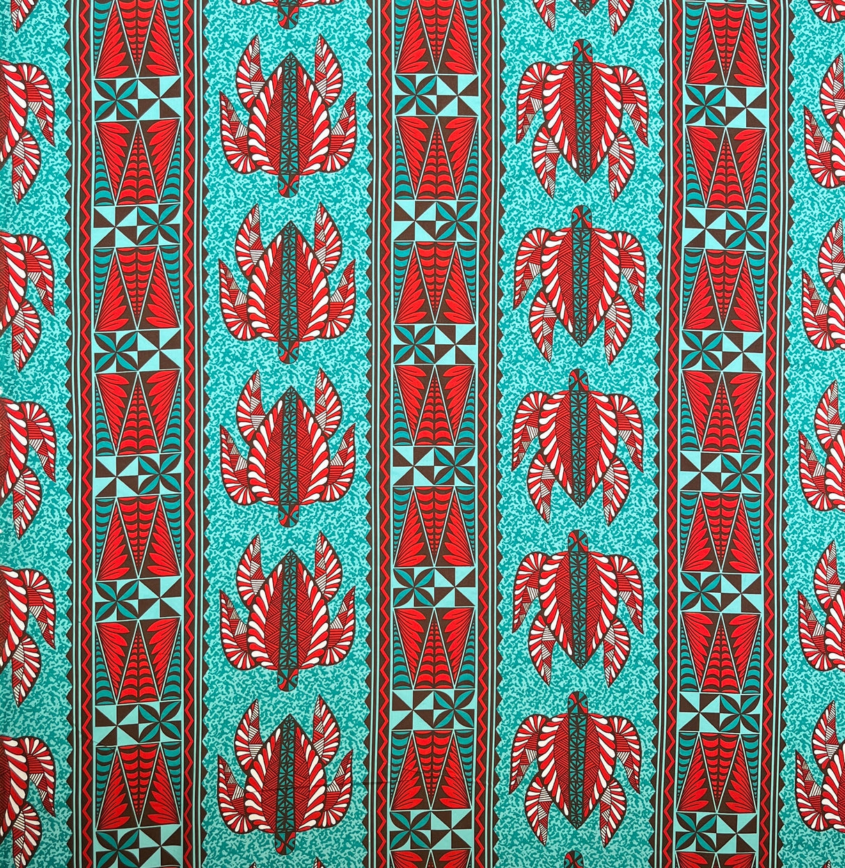 Tonga Sea Turtles Peachskin Fabric - Polynesian Floral Sea Turtles, 44/45" Width (1 Yard)