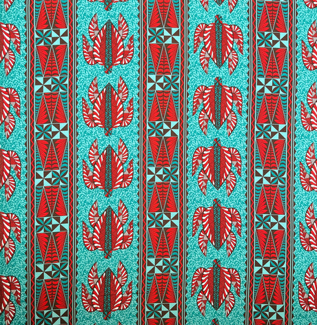 Tonga Sea Turtles Peachskin Fabric - Polynesian Floral Sea Turtles, 44/45" Width (1 Yard)