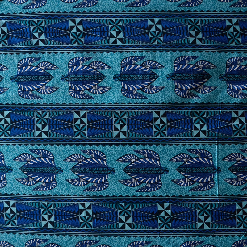 Tonga Sea Turtles Peachskin Fabric - Polynesian Floral Sea Turtles, 44/45" Width (1 Yard)