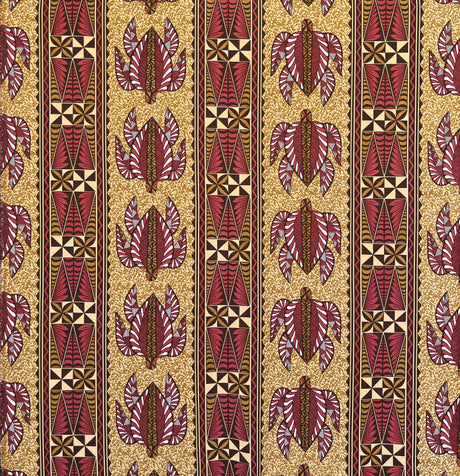 Tonga Sea Turtles Peachskin Fabric - Polynesian Floral Sea Turtles, 44/45" Width (1 Yard)