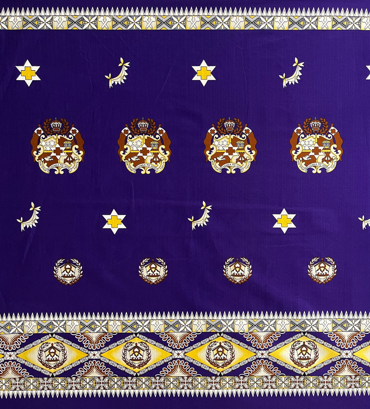 Tonga Seal Double Border Light Barkcloth Fabric - Tongan Seal Double Border, Light Barkcloth, 36" X 45" (1 Yard)