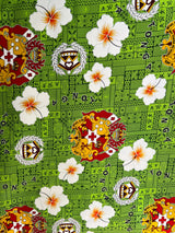Tonga Seal Hibiscus All Over Design Cotton Light Barkcloth Fabric - Hibiscus Floral Print, 45" Width (1 Yard)