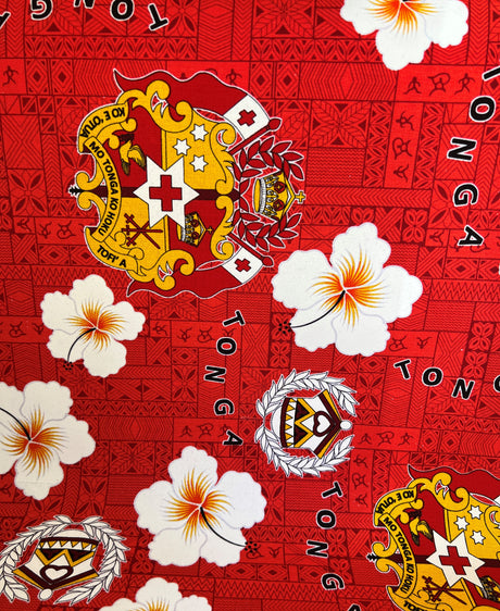 Tonga Seal Hibiscus Cotton Light Barkcloth Fabric - All Over Design, 45" Width (1 Yard)