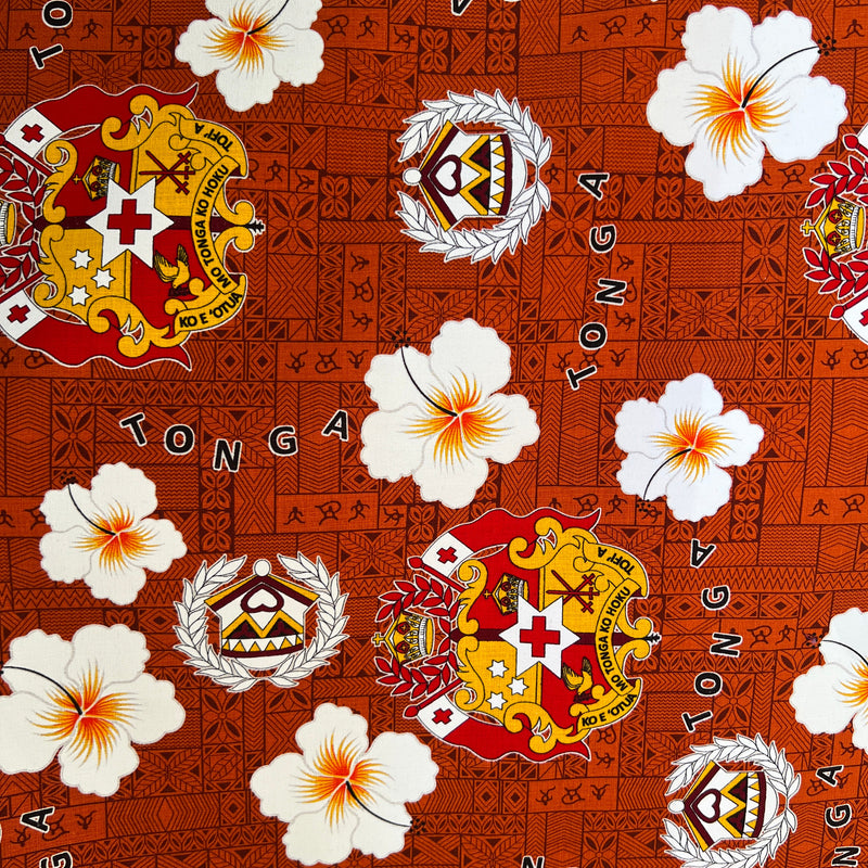 Tonga Seal Hibiscus Cotton Light Barkcloth Fabric - All Over Design, 45" Width (1 Yard)