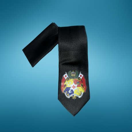 Tonga Seal Tie Polyester Fabric - Tongan National Seal, 56" Length, 3.5" Width (1 Tie)
